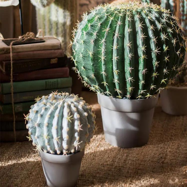 Artificial Faux Cactus Ball In Pot by RusticReach