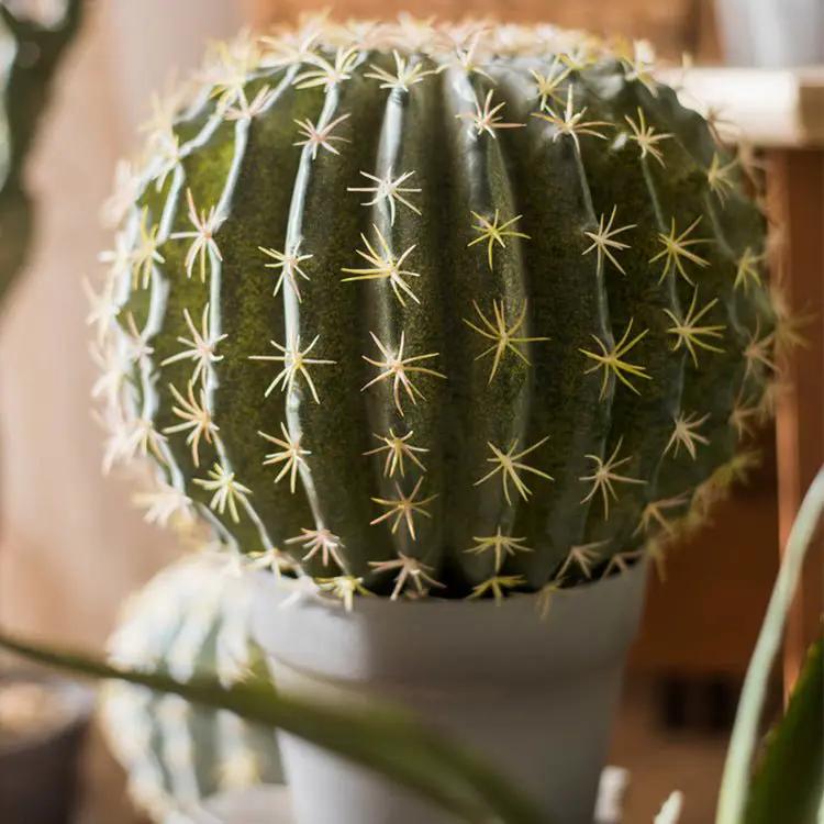 Artificial Faux Cactus Ball In Pot by RusticReach