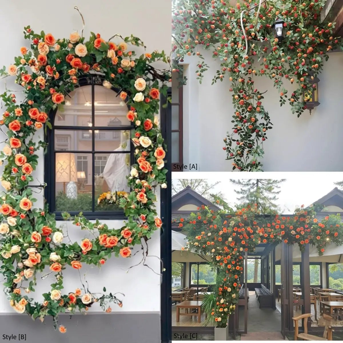 Orange Rose Vine Wall Décor Roses for Trellis and Backdrop by RusticReach