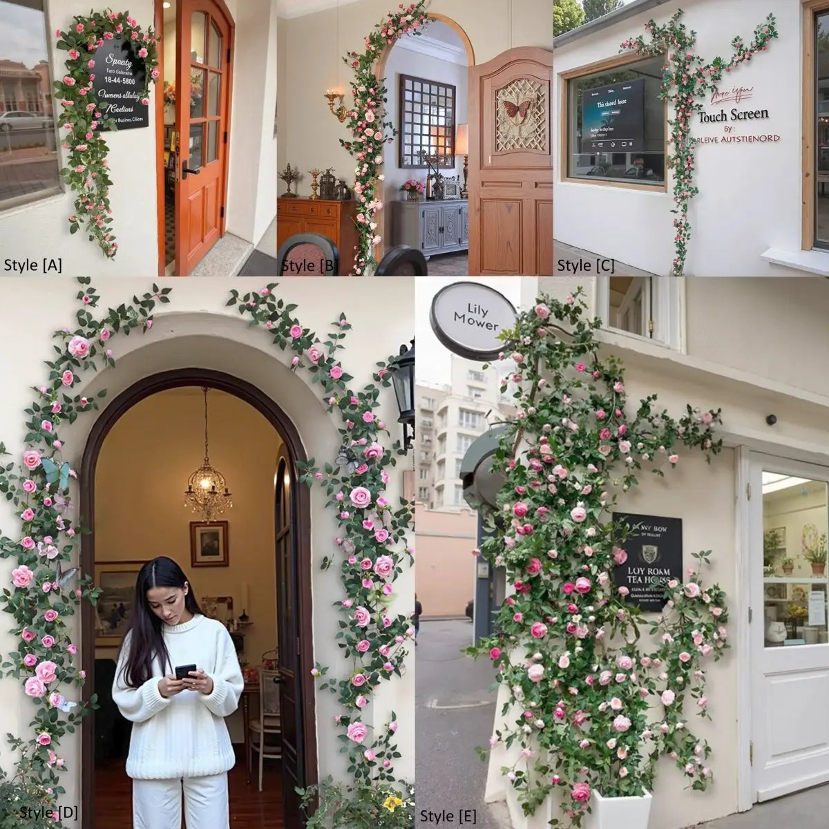 Pink Rose Flower Wall Climbing Flower Vines for Outdoor and Events by RusticReach