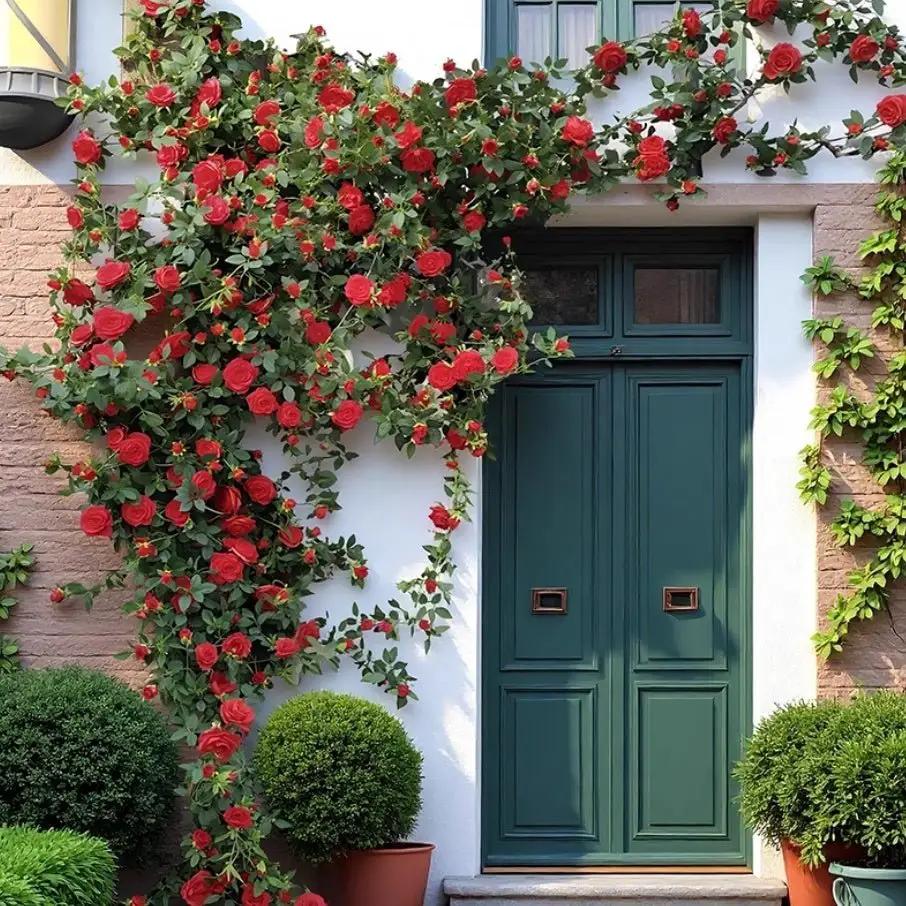 Artificial Red Rose Climbing Garland for Walls by RusticReach