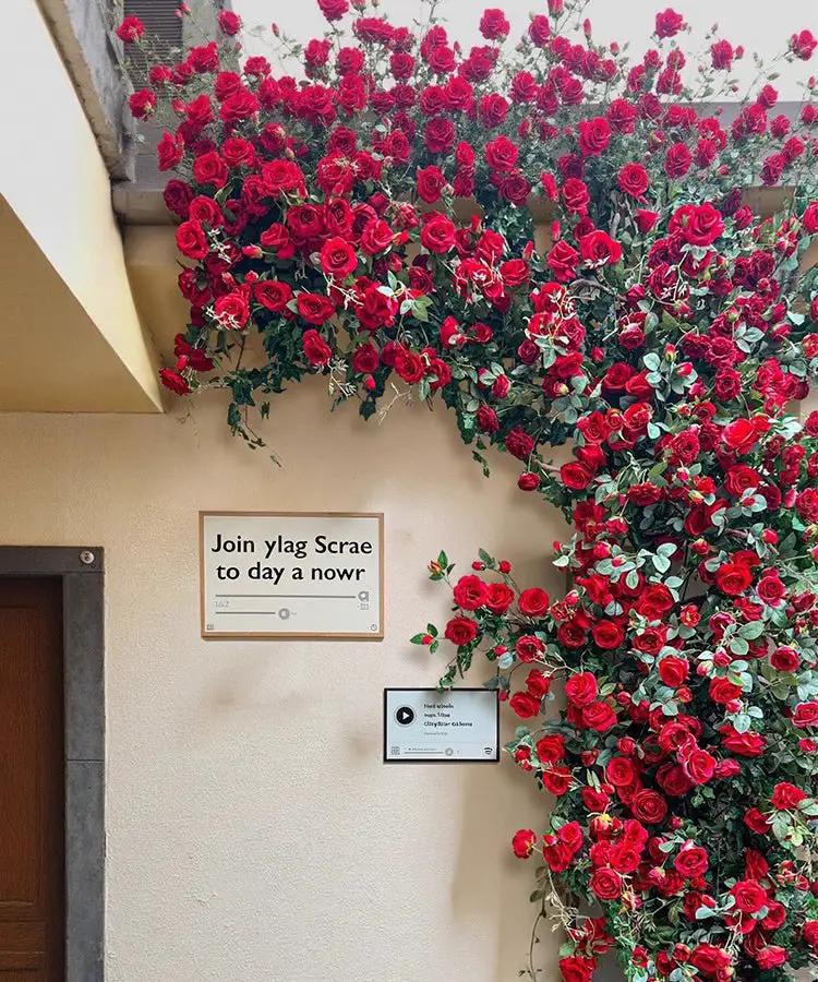 Artificial Red Rose Climbing Garland for Walls by RusticReach