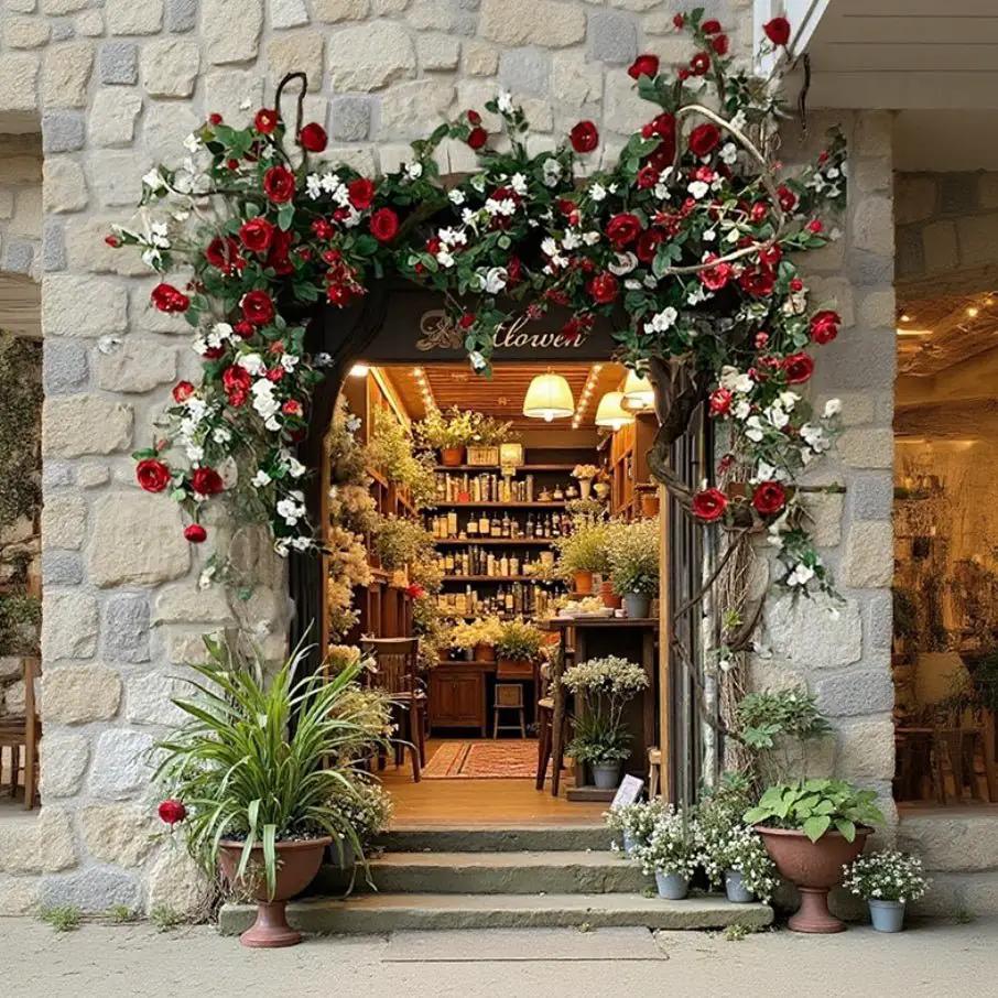 Artificial Red Rose Climbing Garland for Walls by RusticReach