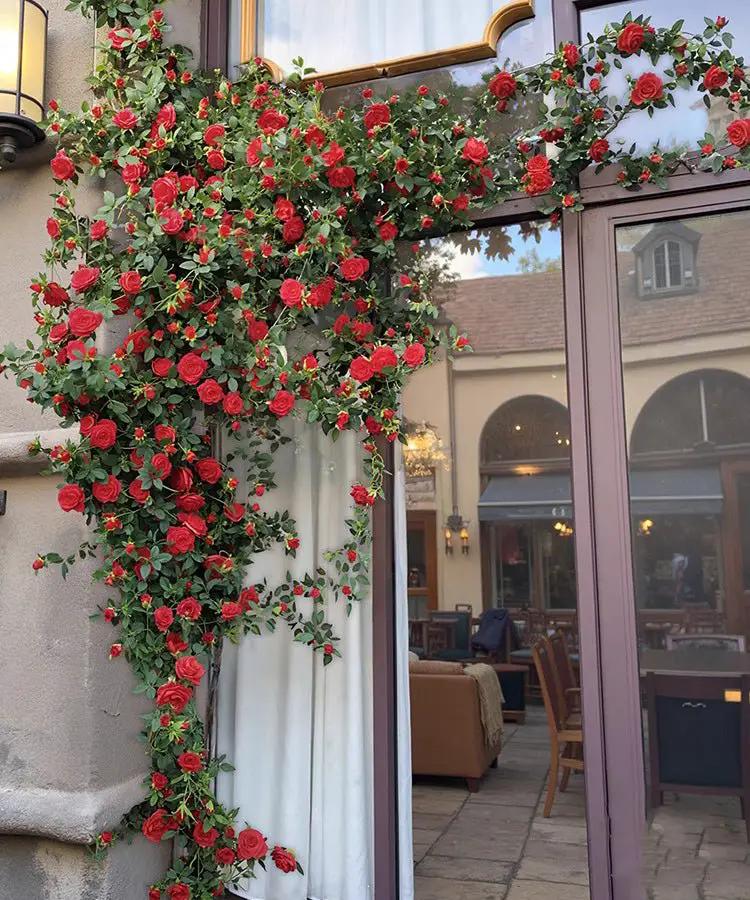 Artificial Red Rose Climbing Garland for Walls by RusticReach