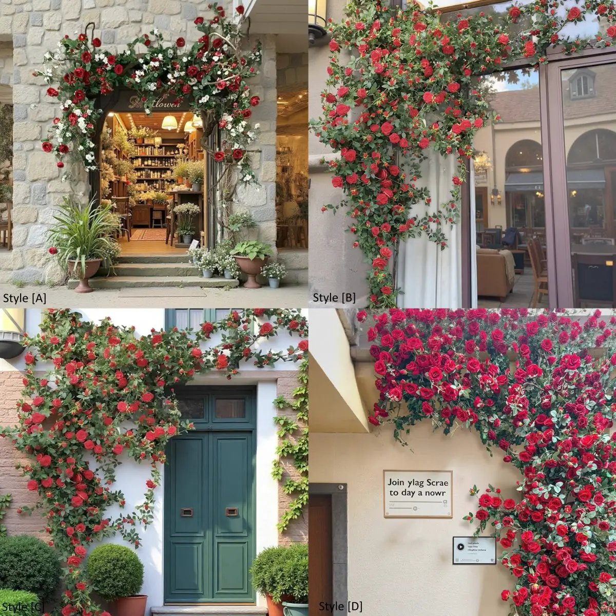 Artificial Red Rose Climbing Garland for Walls by RusticReach