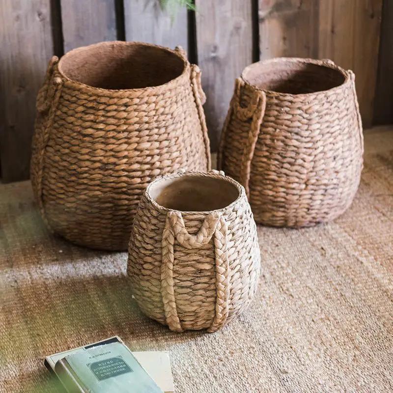 Large Rope Basket Cement Planter by RusticReach
