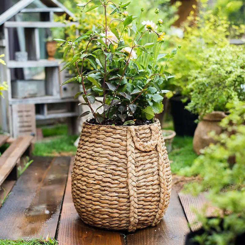 Large Rope Basket Cement Planter by RusticReach