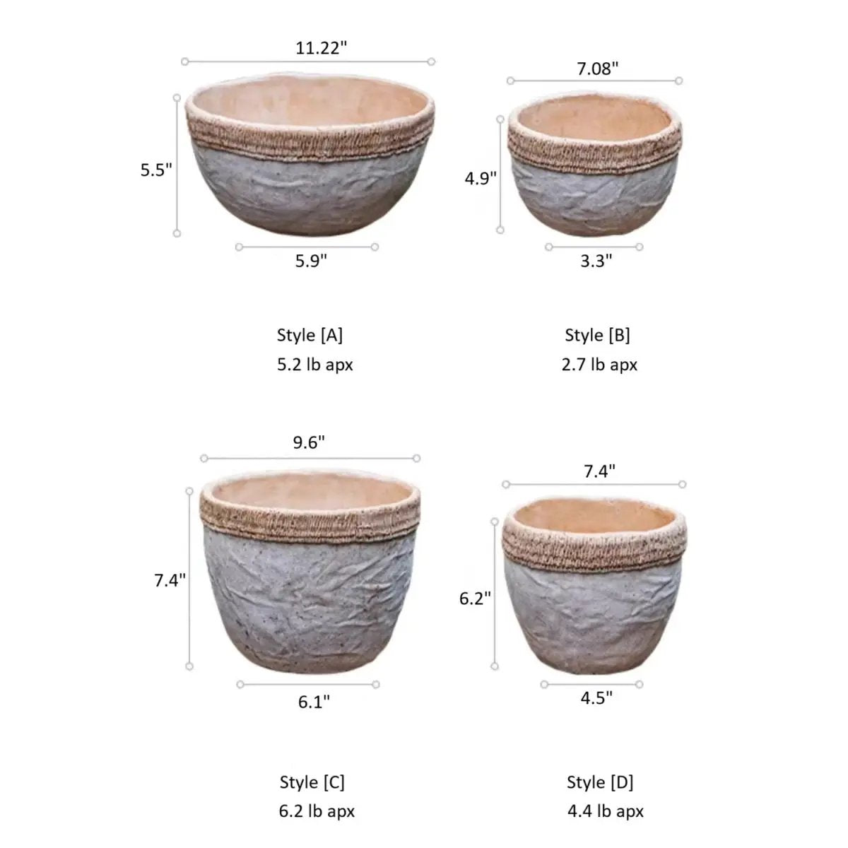 Rattan Pattern Edge Cement Planter by RusticReach