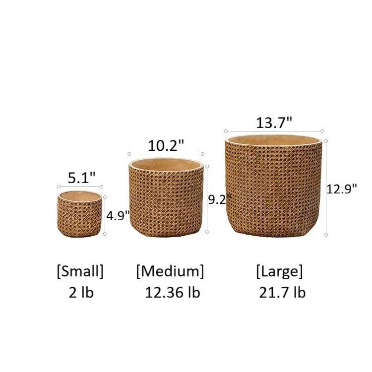 Rattan Texture Cement Planter by RusticReach