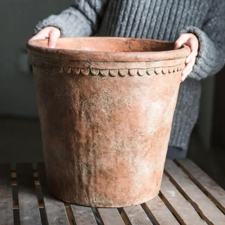 Large Terracotta Red Concrete Planter Pot by RusticReach