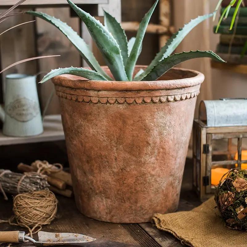 Large Terracotta Red Concrete Planter Pot by RusticReach