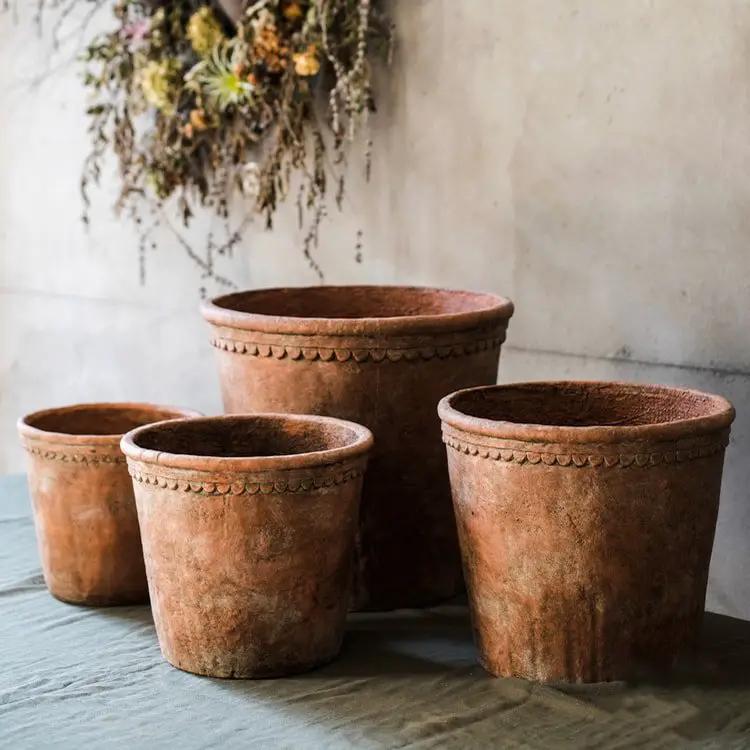 Large Terracotta Red Concrete Planter Pot by RusticReach