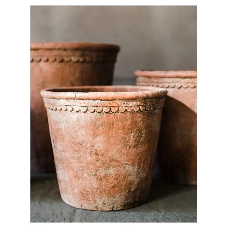 Large Terracotta Red Concrete Planter Pot by RusticReach