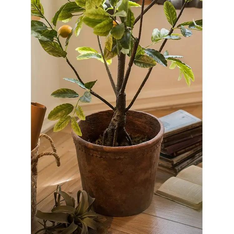 Large Terracotta Red Concrete Planter Pot by RusticReach