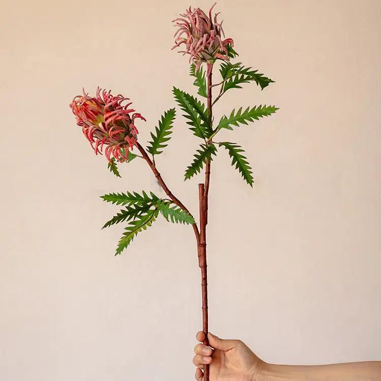 Red Flame Protea Artificial Flower Stem 31" Tall by RusticReach