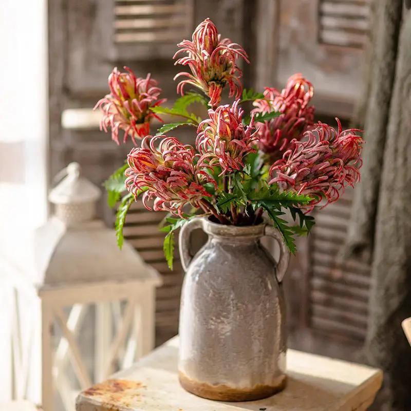 Red Flame Protea Artificial Flower Stem 31" Tall by RusticReach