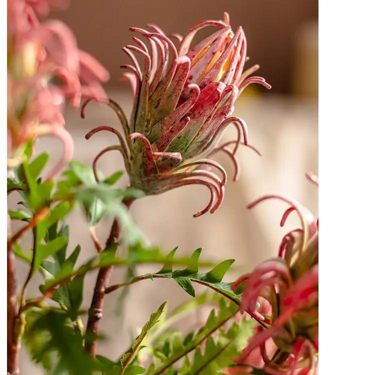 Red Flame Protea Artificial Flower Stem 31" Tall by RusticReach