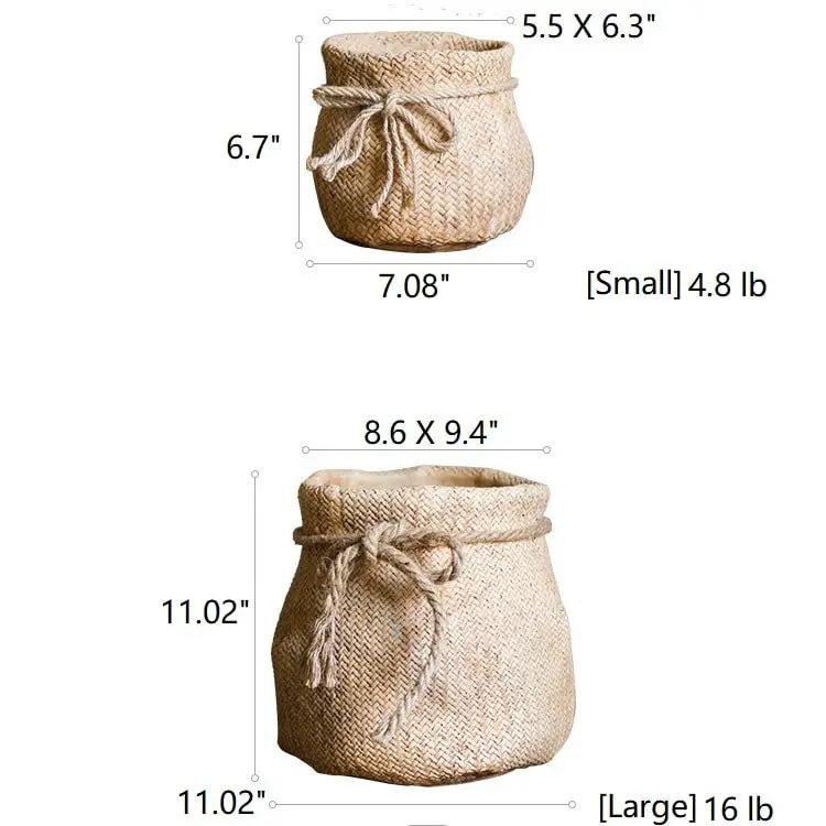Ribbon Bag Style Concrete Garden Pot by RusticReach