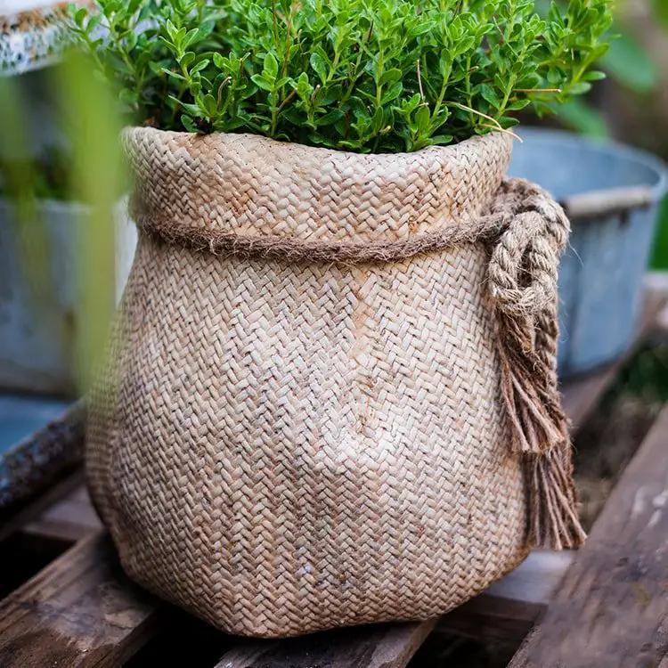 Ribbon Bag Style Concrete Garden Pot by RusticReach