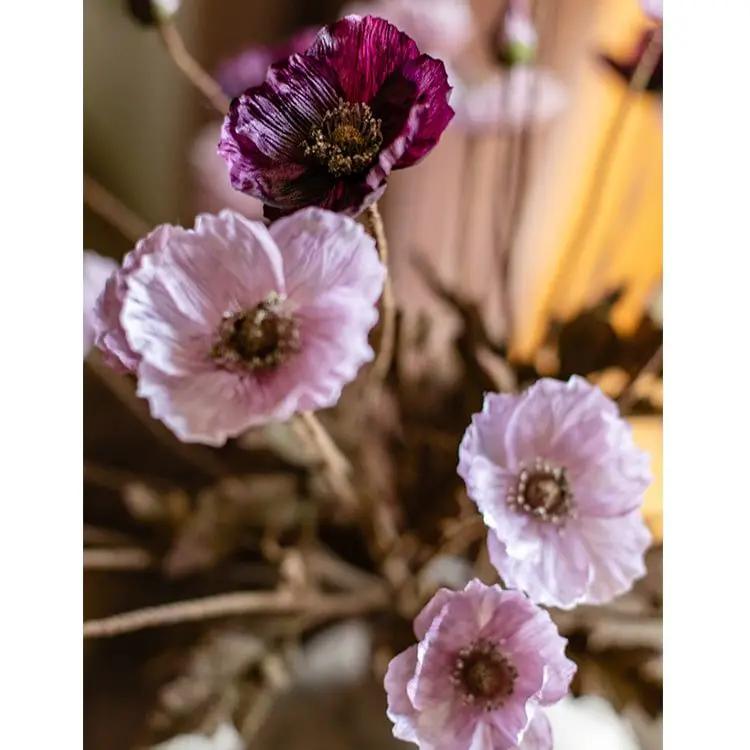 Faux Silk Rustic Poppy Flower Stem in Purple 23" Tall by RusticReach