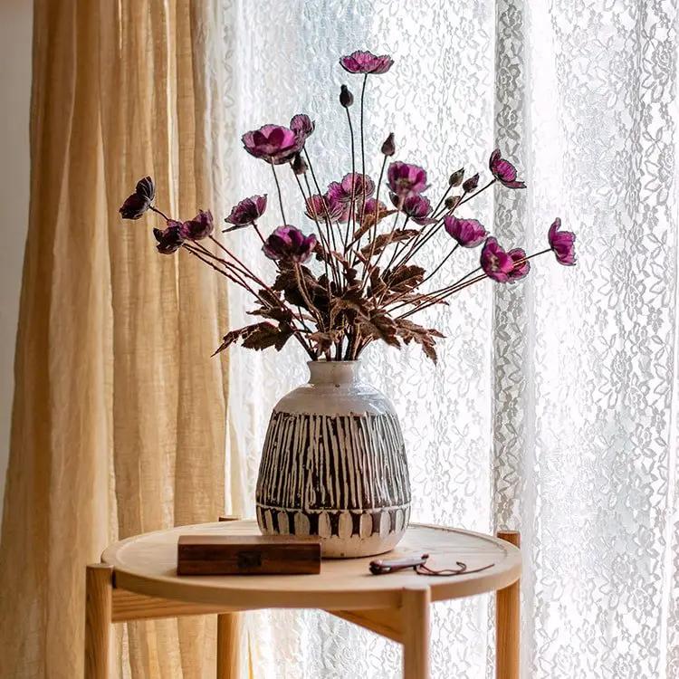 Faux Silk Rustic Poppy Flower Stem in Purple 23" Tall by RusticReach