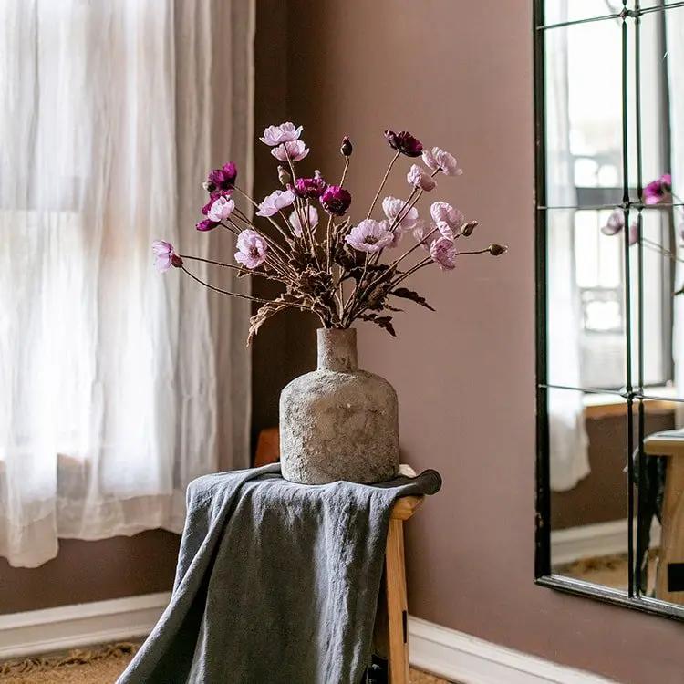 Faux Silk Rustic Poppy Flower Stem in Purple 23" Tall by RusticReach