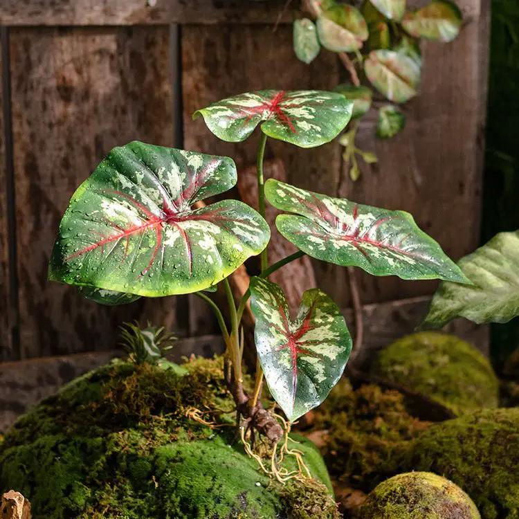 Faux Artificial Rooted Bunch Alocasia 19" Tall by RusticReach