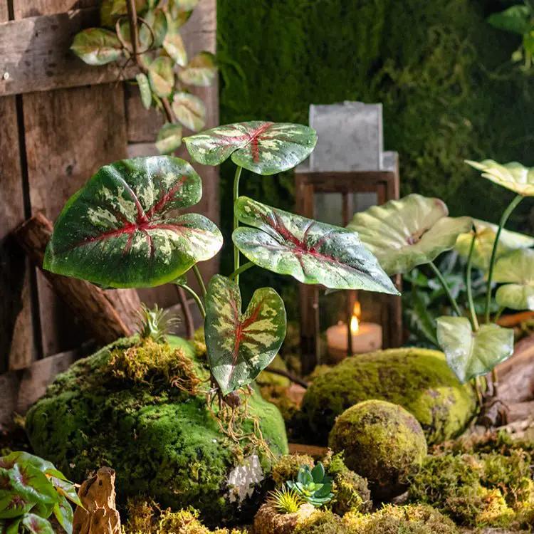 Faux Artificial Rooted Bunch Alocasia 19" Tall by RusticReach
