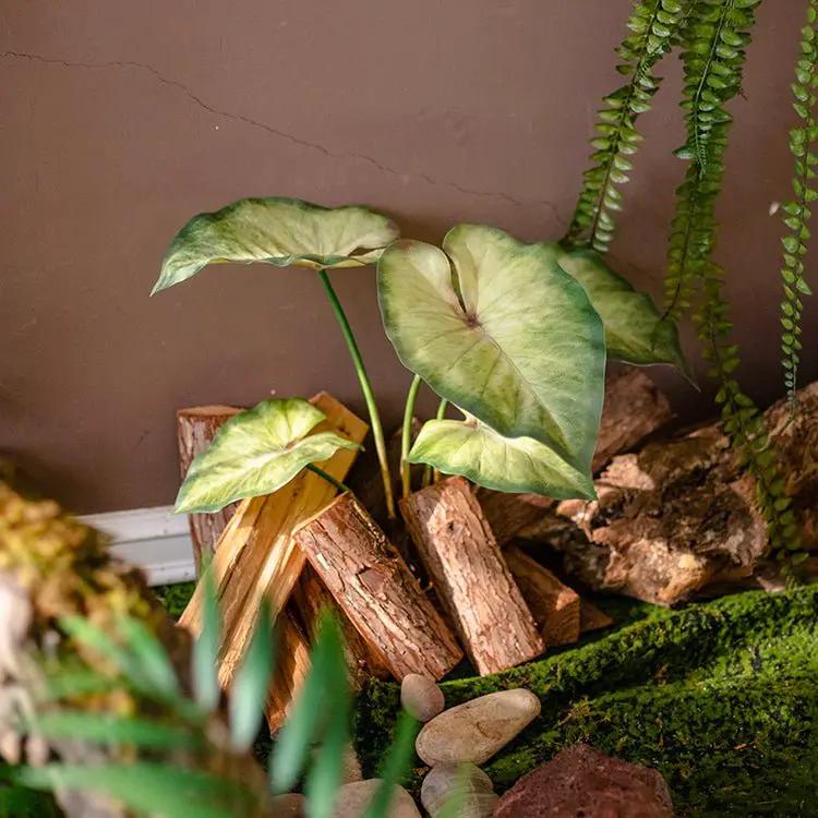 Faux Artificial Rooted Bunch Alocasia 19" Tall by RusticReach