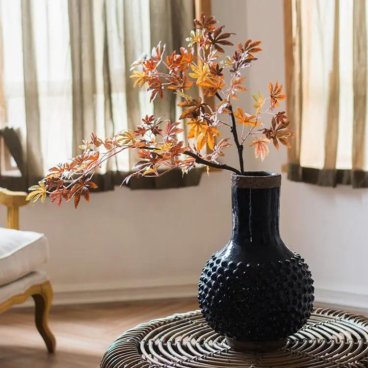 Large South East Asia Navy Blue Domo Coarse Pottery Vase by RusticReach