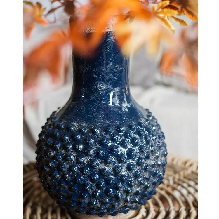 Large South East Asia Navy Blue Domo Coarse Pottery Vase by RusticReach