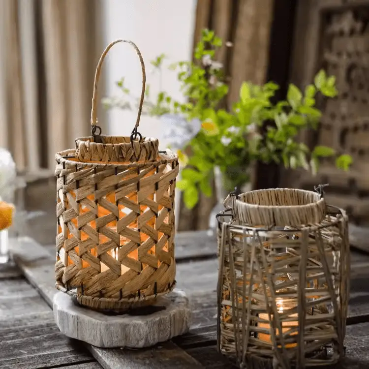 Rustic Seagrass Handwoven Candle Lantern by RusticReach