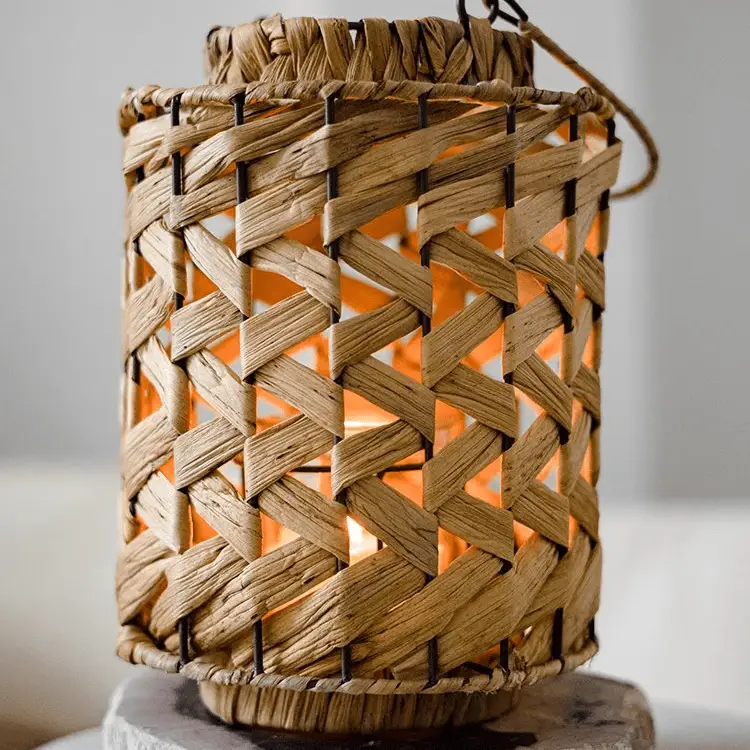 Rustic Seagrass Handwoven Candle Lantern by RusticReach
