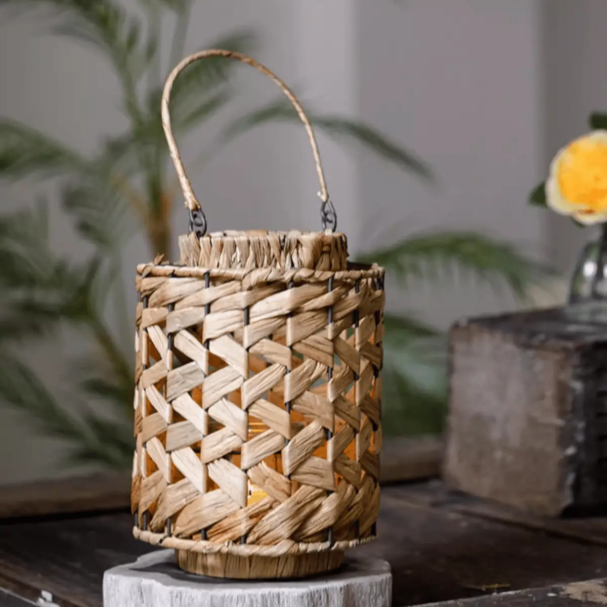 Rustic Seagrass Handwoven Candle Lantern by RusticReach