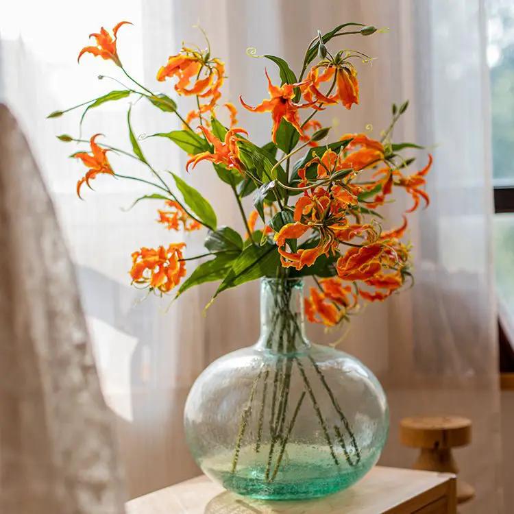 Faux Silk Flower Flame Lily Stem 29" Tall by RusticReach