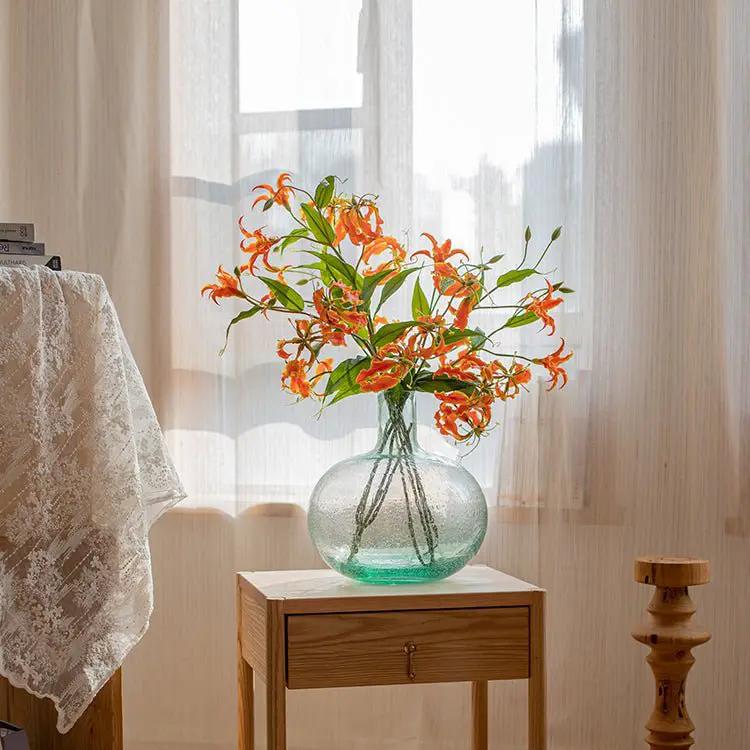 Faux Silk Flower Flame Lily Stem 29" Tall by RusticReach
