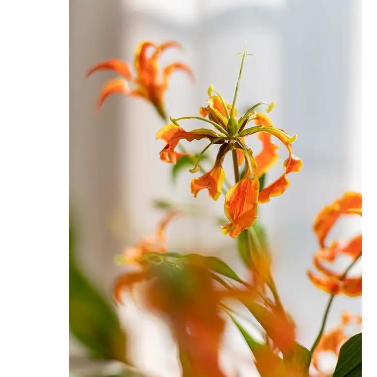 Faux Silk Flower Flame Lily Stem 29" Tall by RusticReach