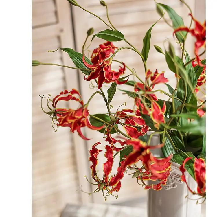 Faux Silk Flower Flame Lily Stem 29" Tall by RusticReach