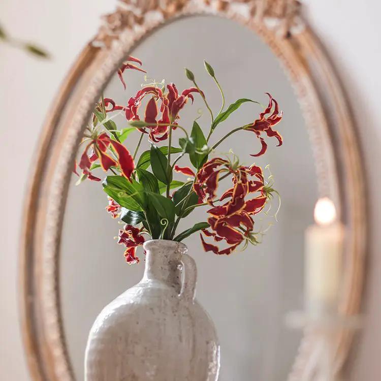 Faux Silk Flower Flame Lily Stem 29" Tall by RusticReach