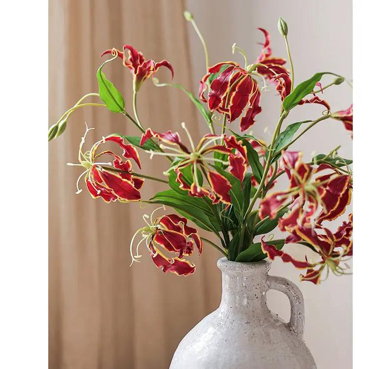 Faux Silk Flower Flame Lily Stem 29" Tall by RusticReach