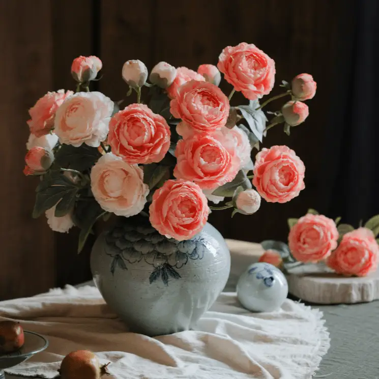 Faux Silk Peony Stem 27" Tall Artificial by RusticReach