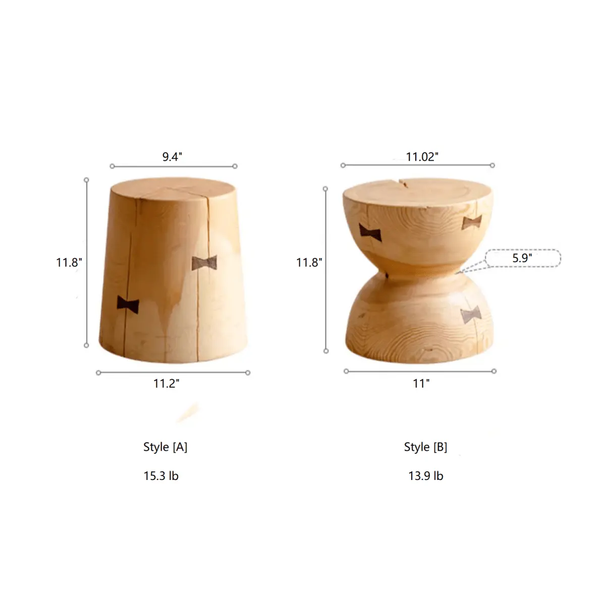 Solid Wood Natural End Table by RusticReach