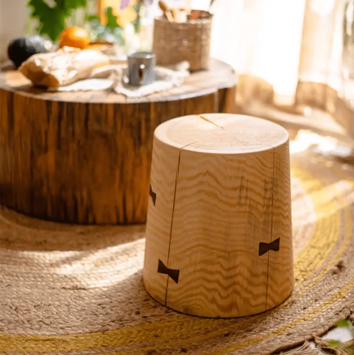 Solid Wood Natural End Table by RusticReach