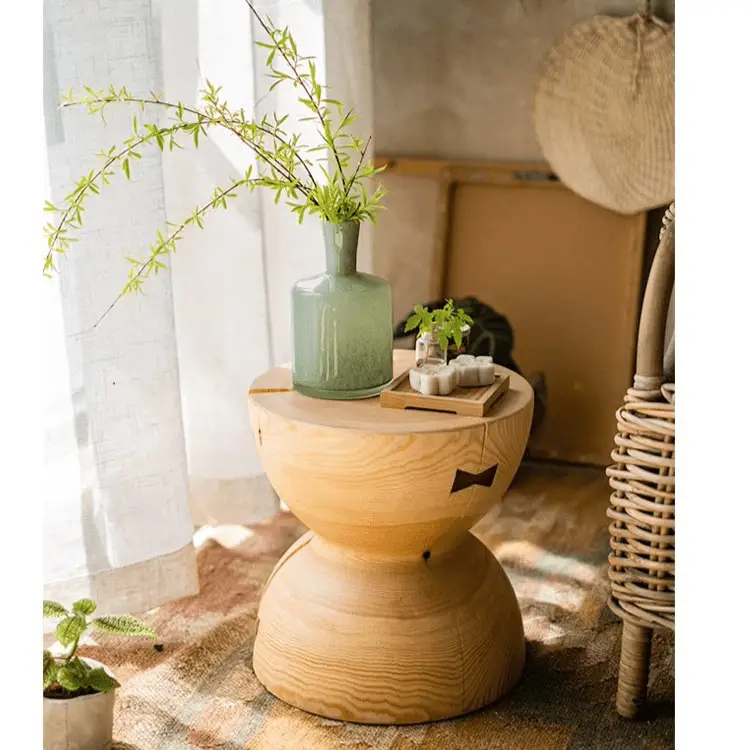 Solid Wood Natural End Table by RusticReach