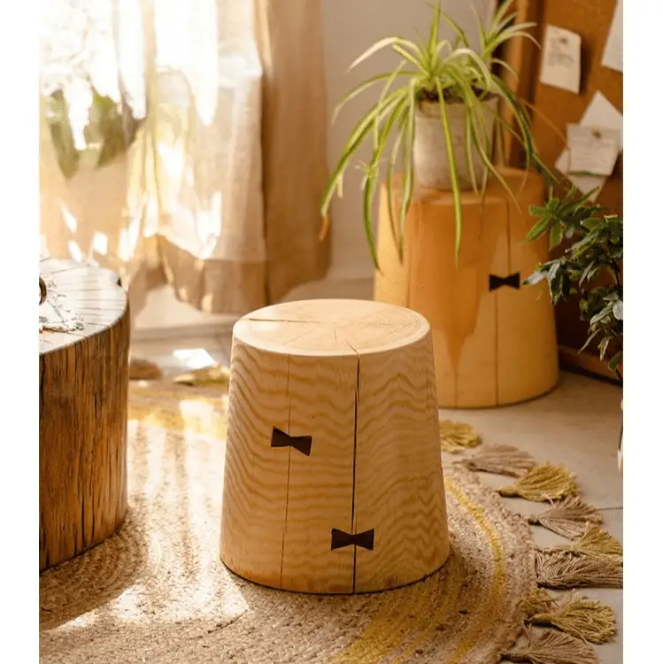 Solid Wood Natural End Table by RusticReach