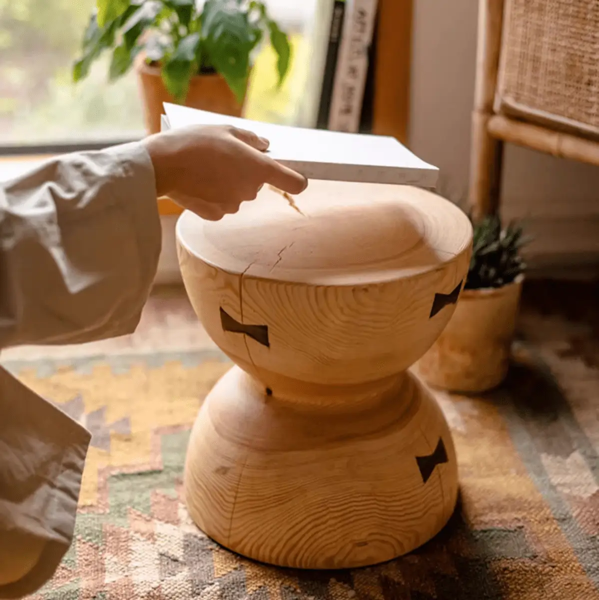 Solid Wood Natural End Table by RusticReach