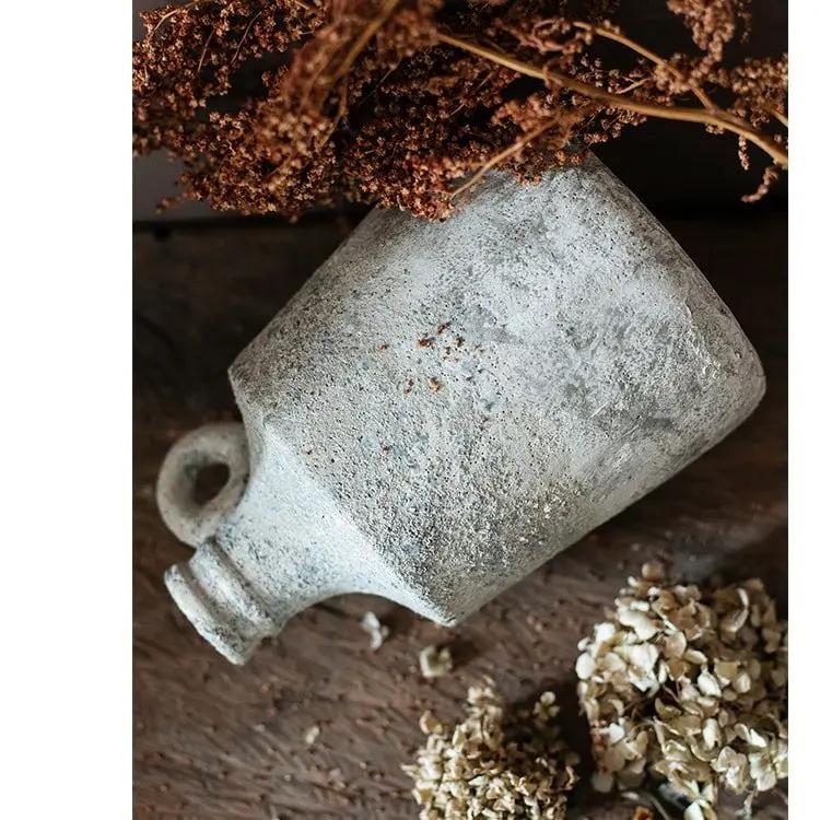 Small Opening Rough Textured Dried Flower Vase by RusticReach