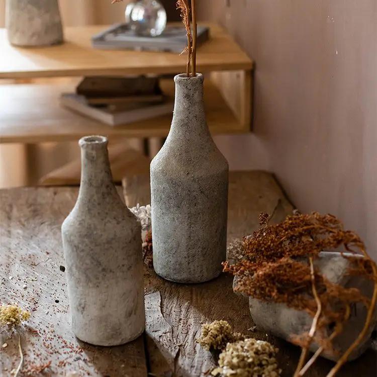 Small Opening Rough Textured Dried Flower Vase by RusticReach