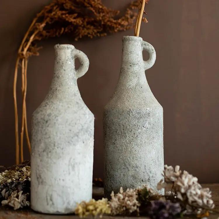 Small Opening Rough Textured Dried Flower Vase by RusticReach