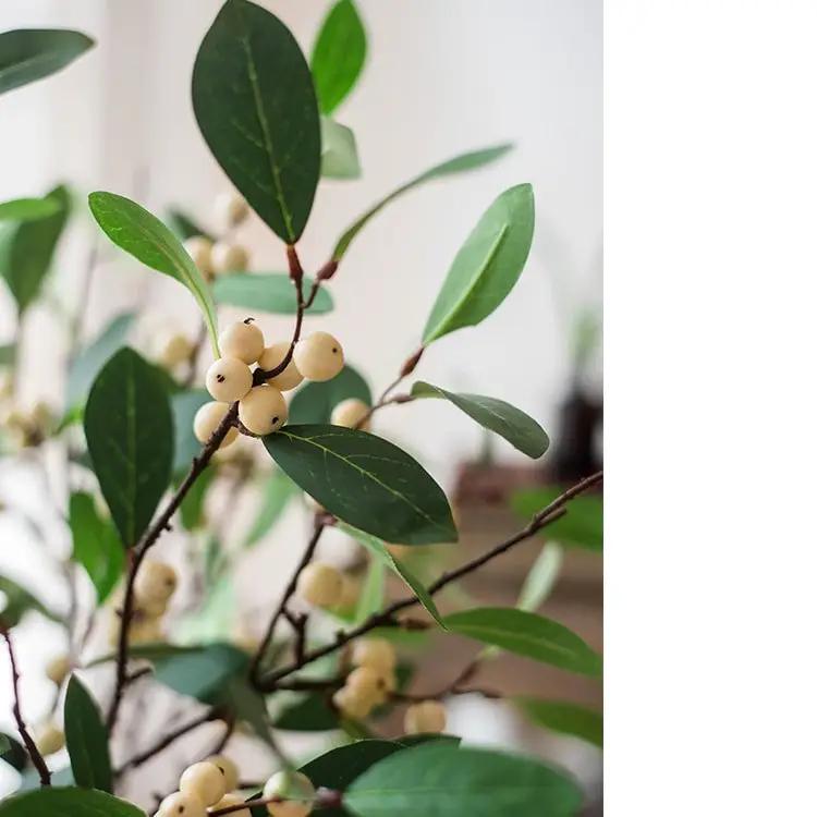 Artificial Fruit Snow Berry Leaf Stem 28" Tall Silk Plant by RusticReach